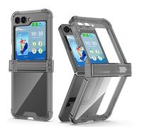 WATACHE Custodia rigida per Galaxy Z Flip 5, colore nero trasparente, sottile, antiurto, con cerniera, protezione resistente, vestibilità aderente