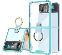 WATACHE Designed for Samsung Galaxy Z Flip 4 Case Clear with Ring Anti-Fall Shockproof Protective Phone Cover Case Compatibile con Galaxy Z Flip 4 Case 5G 2022 (Blu)