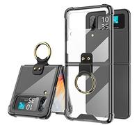 WATACHE Designed for Samsung Galaxy Z Flip 4 Case Clear with Ring Anti-Fall Shockproof Protective Phone Cover Case Compatibile con Galaxy Z Flip 4 Case 5G 2022 (nero)
