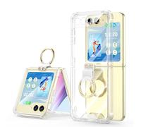 WATACHE Designed for Samsung Galaxy Z Flip 5 Case Clear with Ring Anti-Fall Shockproof Protective Phone Cover Case Compatibile con Galaxy Z Flip 5 Case 5G 2023 (Clear)