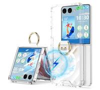 WATACHE Designed for Samsung Galaxy Z Flip 7 Case Magnetic Clear with Ring (compatible with Magsafe), Shockproof Protective Phone Cover Compatible with Galaxy Z Flip 7 Case 5G 2025 (Crystal)