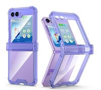 WATACHE for Galaxy Z Flip 5 Case with Hinge Protection, Z Flip 5 Case Clear Slim Trasparente Shockproof Hinge Hard Flip5 Phone Case Cover, Clear Purple (ASX0613-03UK)