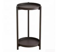 WATAOW 2 Livelli Scaffale per Diverse Piante da Interno Esterno, Mensole Angolari Rotondo, Espositore Fiori in Metallo per La Decorazione Balconi Terrazze(Nero,30cm/11.8")