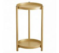 WATAOW 2 Livelli Scaffale per Diverse Piante da Interno Esterno, Mensole Angolari Rotondo, Espositore Fiori in Metallo per La Decorazione Balconi Terrazze(Gold,20cm/7.9")