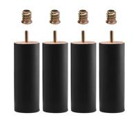WATAOW 20cm Piedini per Mobili in Legno 4 Pz - Gambe Cilindrici per Letto/Divano/Armadio - Nucleo in Legno Massiccio con Superficie Metallo - Rialzi per Mobili(Nero,20cm/7.9in)