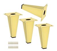 WATAOW Gambe per Mobili in Metallo Conico Multicolore - Set di 4, 10cm Piedini Mobili per Divano/Armadio/Comodino - Antiscivolo, Silenziose e Facili da Installare(Gold,12cm/5in)