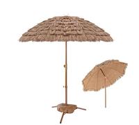 WATAOW Grande Ombrellone da Spiaggia/Parasole da Patio Inclinato/ombrellone di Paglia/8 Stecche/Pieghevole/Resistente Ai Raggi UV/con Base/per Giardino/Piscina/Esterno(1.6m/5.2ft)