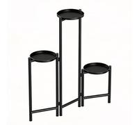 WATAOW Mensola Pieghevole per Piante A 3 Livelli per Balcone Camera da Letto, Espositore Angolare in Metallo per Fiori Alto 70cm per Piante Multiple da Interno Esterno(Nero)