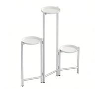 WATAOW Mensola Pieghevole per Piante A 3 Livelli per Balcone Camera da Letto, Espositore Angolare in Metallo per Fiori Alto 70cm per Piante Multiple da Interno Esterno(Bianco)