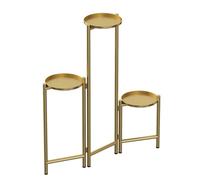 WATAOW Mensola Pieghevole per Piante A 3 Livelli per Balcone Camera da Letto, Espositore Angolare in Metallo per Fiori Alto 70cm per Piante Multiple da Interno Esterno(Gold)