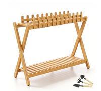 WATAOW Portavasi in Legno per Interni Esterni, Espositore per Fioriere da Giardino A 2 Livelli per Giardino Balcone Patio Piccolo Portico, Scaffale per Vasi di Fiori(Wood,65cm/25.6")