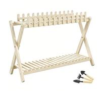 WATAOW Scaffale per Vasi di Fiori, Portavasi in Legno per Interni Esterni, Espositore per Fioriere da Giardino A 2 Livelli per Giardino Balcone Patio Piccolo Portico(Bianco,65cm/25.6")