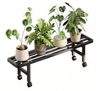 WATAOW Supporto per Fiori Mobile per più Piante, Scaffale per Piante da Interno Ed Esterno con Ruote Girevoli A 360°, Scaffale Portaoggetti in Ferro per Decorazioni(Nero,80x20x25cm)