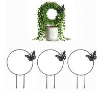 WATAOW Traliccio per Piante Rampicanti da Interno - 3 Piccoli Picchetti di Supporto in Ferro Nero - Accessori per Tralicci da Giardino per Esterni Fiori E Edera(C)