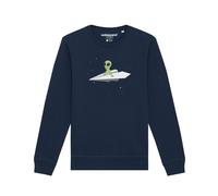 Watapparel Felpa ' Alien on a paper plane ' navy / verde / bianco Uomo Watapparel 4XL navy / verde / bianco
