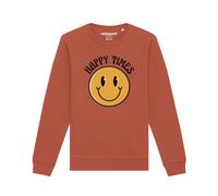 Watapparel Felpa ' Happy times smiley emoji ' marrone chiaro / giallo / nero / bianco Uomo Watapparel XS marrone chiaro / giallo / nero / bianco