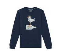 Watapparel Felpa ' Möwe mit Hut ' navy / bianco sfumato Uomo Watapparel 4XL