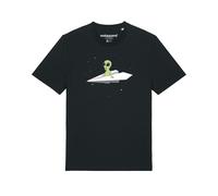 Watapparel Maglietta 'Alien on a paper plane' verde / nero / bianco Uomo Watapparel XL verde / nero / bianco