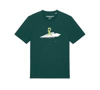 Watapparel Maglietta 'Alien on a paper plane' verde scuro / colori misti Uomo Watapparel 4XL verde scuro / colori misti