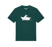 Watapparel Maglietta ' Astronaut in paper boat ' verde scuro / nero / bianco Uomo Watapparel M