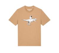 Watapparel Maglietta ' Astronaut on T-Rex ' beige / nero / bianco Uomo Watapparel S beige / nero / bianco