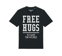 Watapparel Maglietta ' Free hugs to save the world ' nero / bianco Uomo Watapparel 4XL