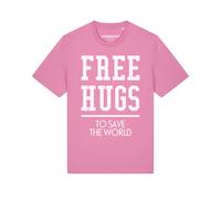 Watapparel Maglietta ' Free hugs to save the world ' rosa / bianco Uomo - Abbigliamento - Taglie comode - Maglie e T-shirt Watapparel XXXL