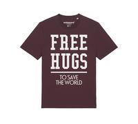 Watapparel Maglietta ' Free hugs to save the world ' rosso scuro / bianco Uomo Watapparel XS rosso scuro / bianco