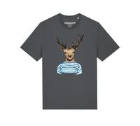 Watapparel Maglietta 'Hirsch' blu scuro / marrone / antracite / bianco Uomo Watapparel M blu scuro / marrone / antracite / bianco