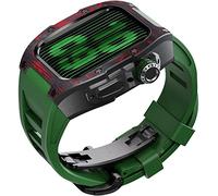 Watch Band Mod Kit , per Series 8 7 45 mm Fluoro in gomma con custodia in titanio in fibra di carbonio , Fetta di metallo modificata e cinturino fluorobber , per iwatch 6/5/4/SE