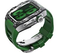 Watch Band Mod Kit , per Series 8 7 45 mm Fluoro in gomma con custodia in titanio in fibra di carbonio , Fetta di metallo modificata e cinturino fluorobber , per iwatch 6/5/4/SE