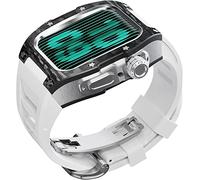 Watch Band Mod Kit , per Series 8 7 45 mm Fluoro in gomma con custodia in titanio in fibra di carbonio , Fetta di metallo modificata e cinturino fluorobber , per iwatch 6/5/4/SE