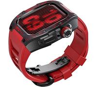 Watch Band Mod Kit , per Series 8 7 45 mm Fluoro in gomma con custodia in titanio in fibra di carbonio , Fetta di metallo modificata e cinturino fluorobber , per iwatch 6/5/4/SE