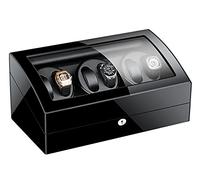 Watch Display Box 6 Automatic Watch Winder with 7 Extra Storages Spaces,Quiet Motors,Flexible Watch Pillows,Luxury Wood Storage Case for Man/Woman's Watchesflower Wood+Mi(Black+Black-6+7