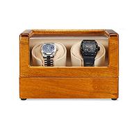 Watch Display Box Automatic Watch Winder for Double Automatic Watches Adjustable Watch Pillows Wood Shell Piano Paint Exterior with Quiet Motorbeige-2+0
