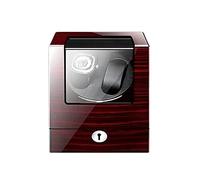 Watch Display Box Double Watch Winder, Luxury Mechanical Watch Storage Case Wood Shell Piano Self Winding Watch Rotator Box with Quiet Motor,Battery Powered Or AC Adapter(Dark Brown+Black