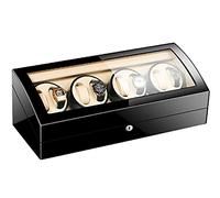 Watch Display Box Watch Winder for Automatic Watches, with Extra Watch Storages, Wood Shell Piano Finish, Silent Motor, Flexible Watch Pillowe-8+9(E-8+9