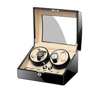 Watch Display Box Watch Winder for Automatic Watches, with Extra Watch Storages, Wood Shell Piano Finish, Silent Motor, Flexible Watch Pillowe-8+9(E-4+6