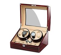 Watch Display Box Watch Winder for Automatic Watches, with Extra Watch Storages, Wood Shell Piano Finish, Silent Motor, Flexible Watch Pillowe-8+9(B-4+6