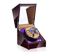 Watch Double Automatic Watch Winder Box LED Switch 5-Speed Adjustment Mode Wooden Luxury Storage Case for 2 Wrist Watches (C)