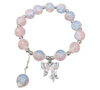 Watch for her - Bracciale da donna con farfalla e ciliegia, con catenina color pesca, Misura unica, ABS, Nessuna pietra preziosa
