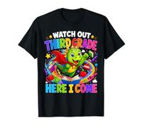 Watch out 3rd Grade Here I Come Dinosaur Back To School Kids Maglietta
