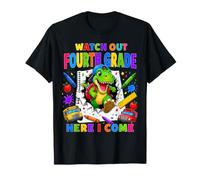 Watch out 4th Grade Here I Come Dinosaur Back To School Kids Maglietta