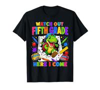 Watch out 5th Grade Here I Come Dinosaur Back To School Kids Maglietta