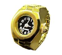 Watch Ring, Vintage Novelty Finger Watch, 1.81in Stylish Accessory, Classic Analog Clock, Round Finger Timepiece for Women Men, Unique Fashion Jewelry, Gold