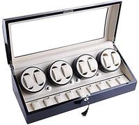 Watch Shaker 8 + 9 Automatic Rotating Black Leather Watch Winder Storage Display Box.