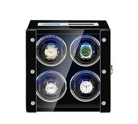 Watch Watch Winder Box with Ultra-Quiet Motor 15 Adjustable Modes LED Illumination And Touch Display Wood Shell Piano Finish Flexible Watch Pillow Self Winding (4+0)
