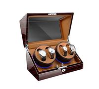 WATCH WINDER 4+6 CARICA SCATOLA OROLOGI AUTOMATICO CONTENITORE IN LEGNO E PELLE 4 MODALITà ROTAZIONE LED SILENZIOSO MOTORE PER 10 OROLOGI DA POLSO (Color : Brown(4+0))
