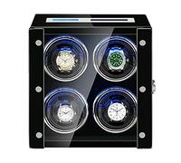 Watch Winder 4 Piano Finish with Adjustable Watch Pillows Built-in Illumination Touch Display Screen Remote Control