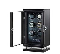 Watch Winder Automatic LCD with Touch Panel Fingerprint Unlock with Remote Control Quiet Motors Blue LED Light with 6 Rotation Mode Setting Storage Box for Winding (6 epitope)